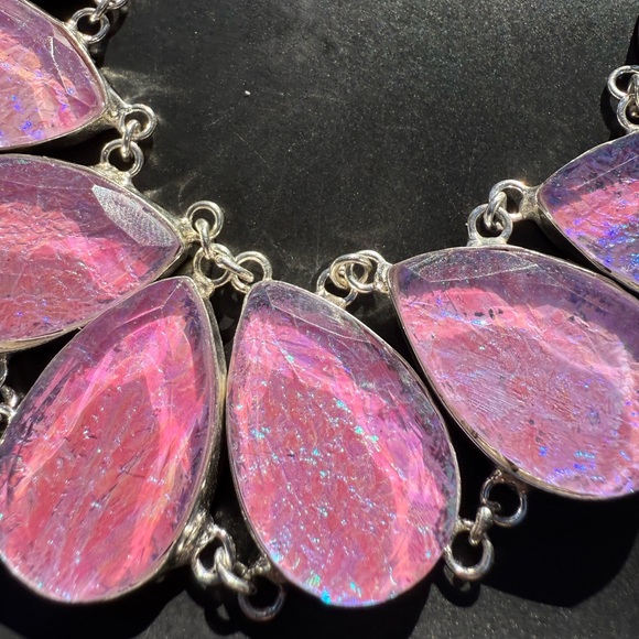 Pink Australian Triplet Opal Necklace! 925 Sterling Silver Stamped! - Picture 13 of 16
